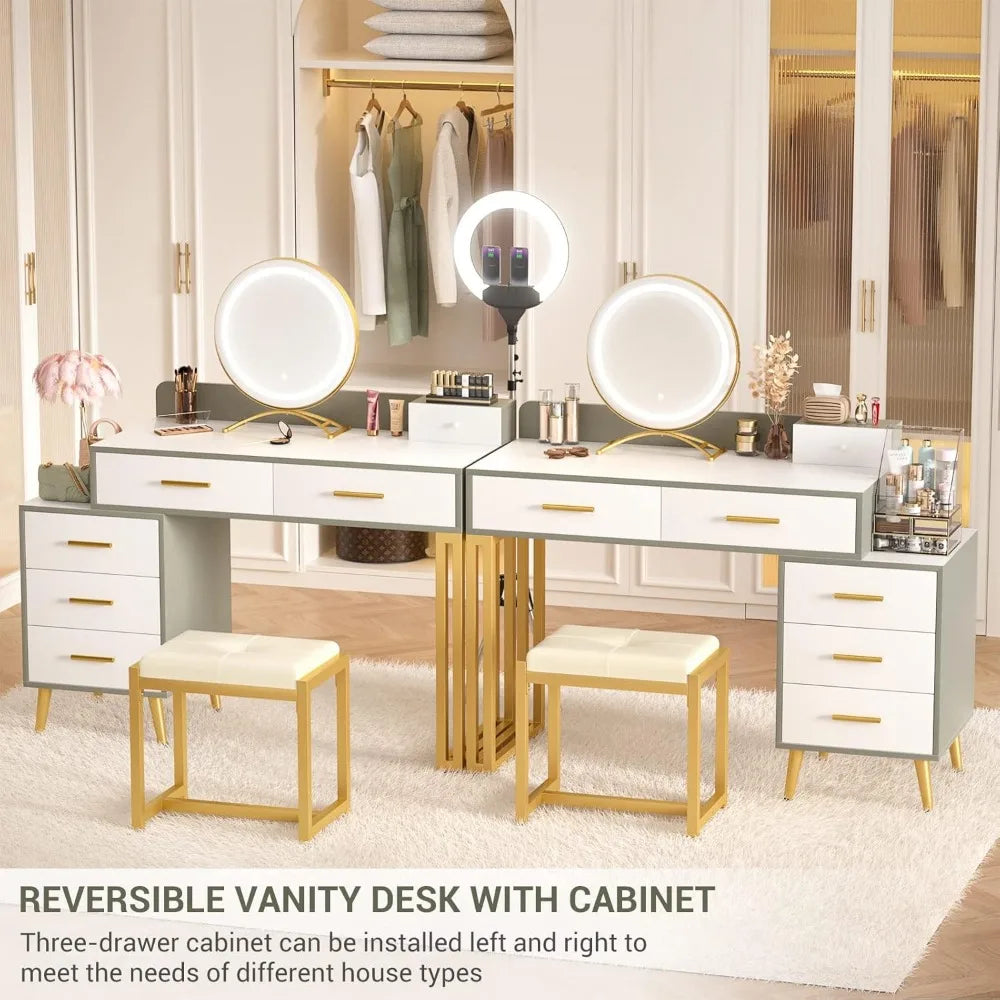 Vanity Desk with Mirror and Lights,